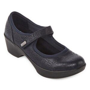 Yuu Mary Jane Candra Vegan Navy Shoes 8.5M Flora Embosed New Comfort Shoe